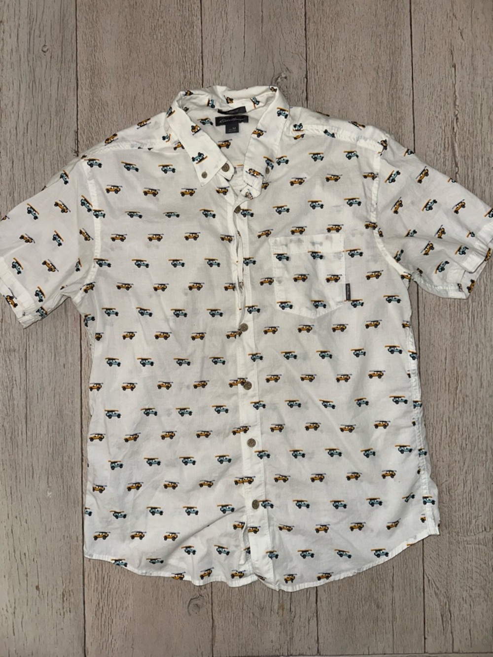 Eddie Bauer Jeep Surfboard All Over Print Button Down Shirt Men’s Medium